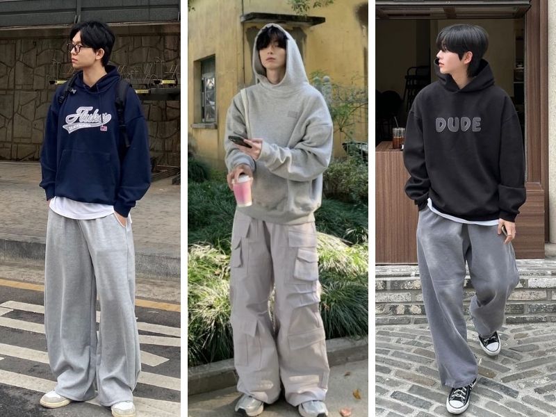 Outfit đi chơi Tết cho nam với áo hoodie