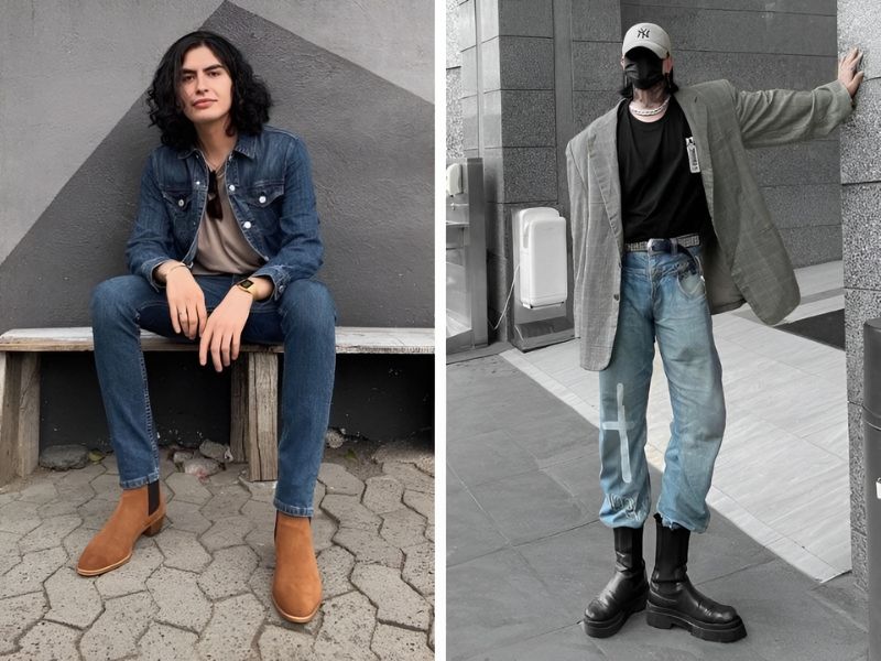 Phối boot cổ lửng với quần jean 