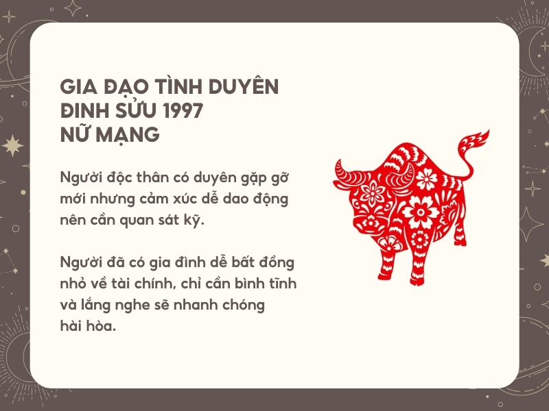 Gia đạo tình duyên tuổi Đinh Sửu năm 2026 năm mạng