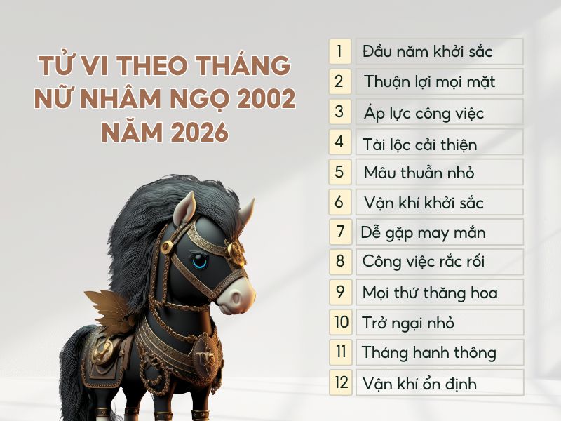 Tổng quan tử vi 12 tháng năm 2026 của nữ Nhâm Ngọ 2002