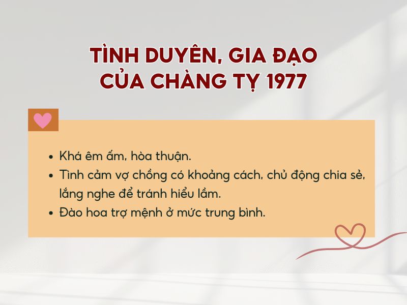 Tổng quan về gia đạo và tính duyên của tuổi Đinh Tỵ nam mạng 1977 