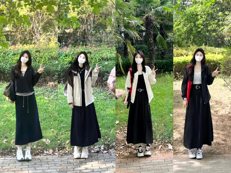 Chân váy chữ A dài phối đồ mùa đông thanh lịch
