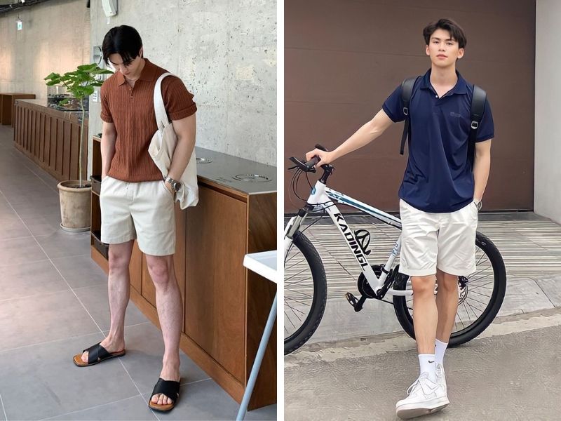 áo polo và quần short trắng nam
