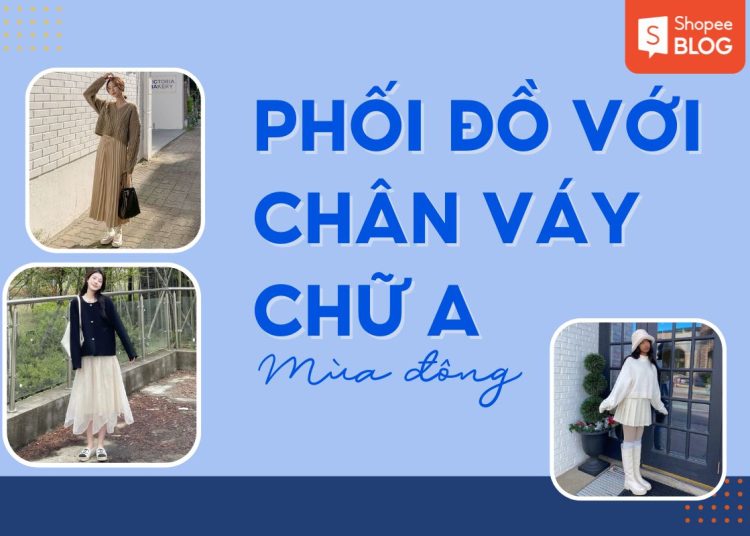 phối đồ với chân váy chữ a mùa đông