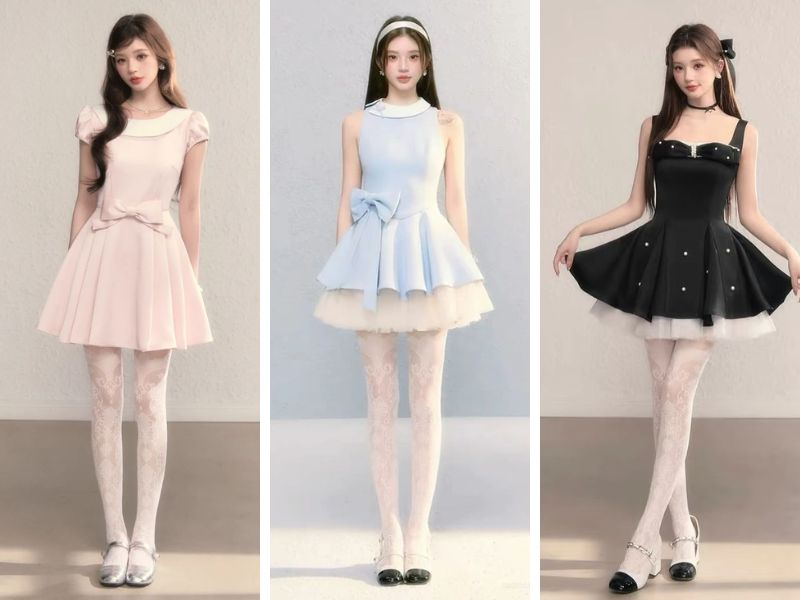 Set đồ đi chơi Tết cho nữ với đầm ngắn