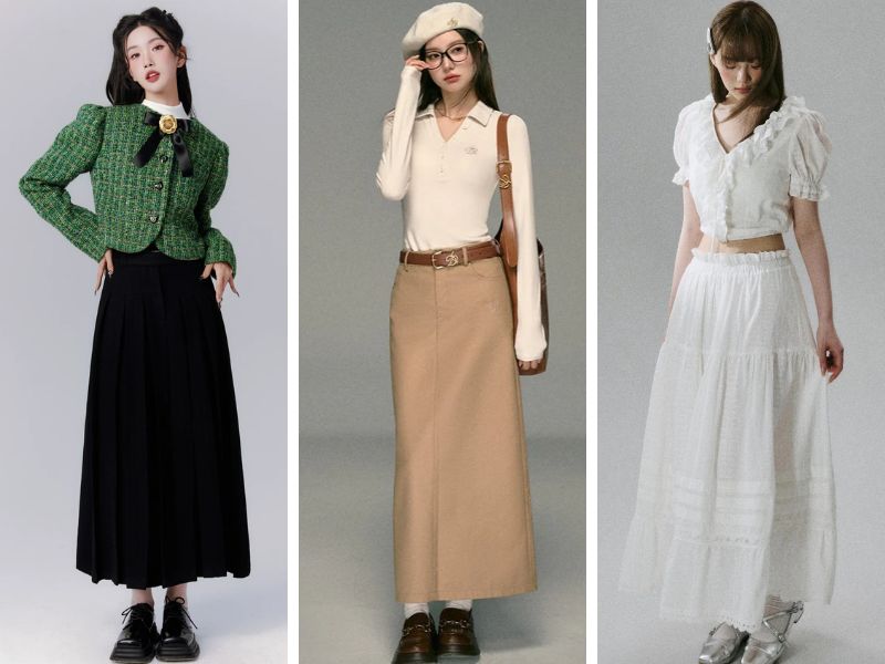 Cách phối váy dài cho người lùn