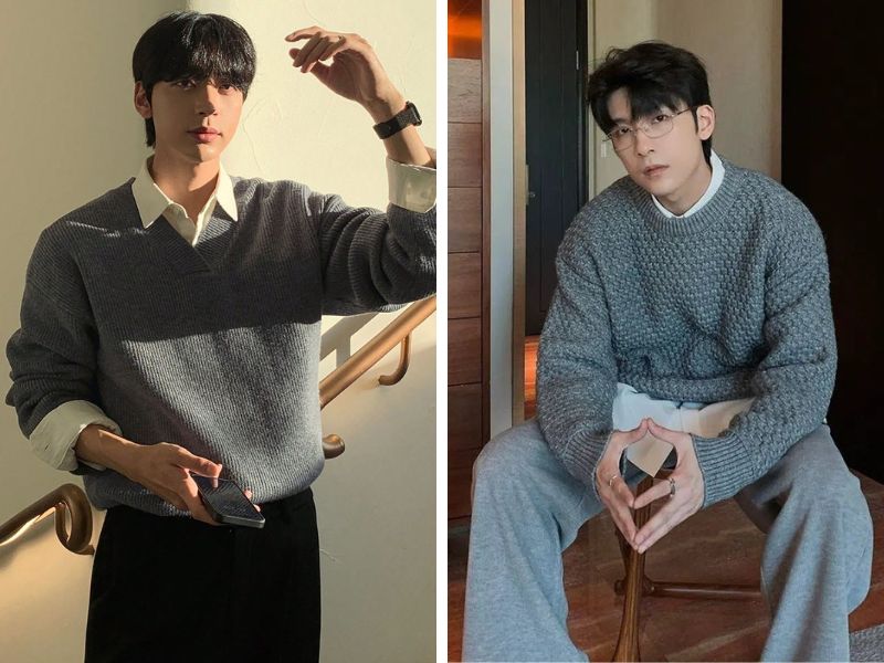 áo sơ mi với áo lên tim hoặc cổ tròn