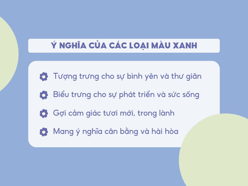 Ý nghĩa các loại màu xanh
