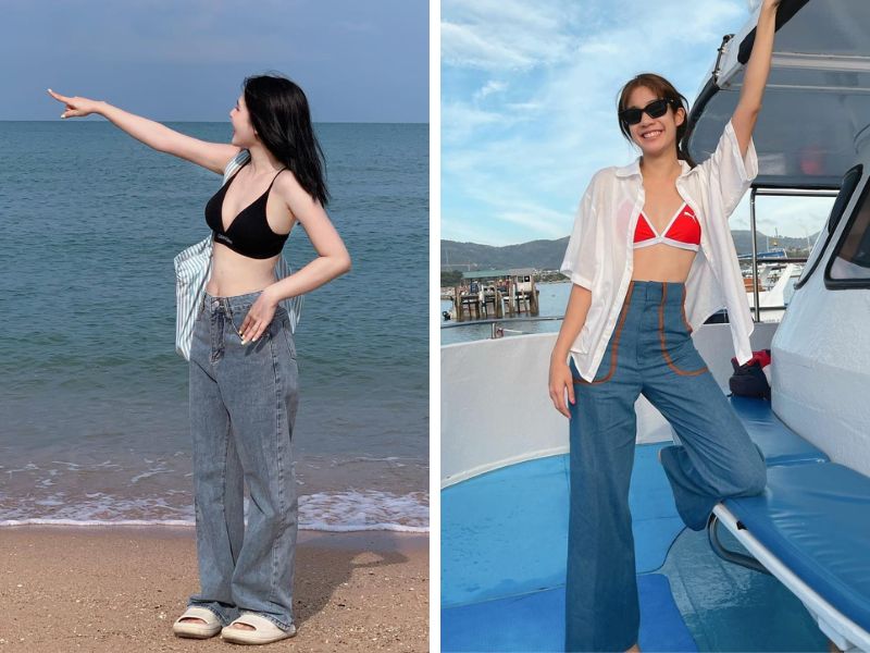 áo bikini và quần cạp cao