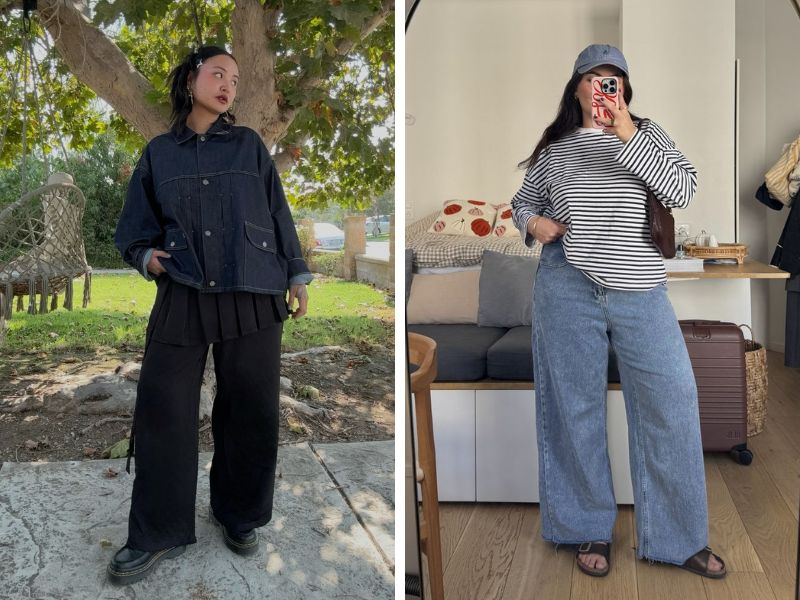 áo suông nhẹ với quần ống suông