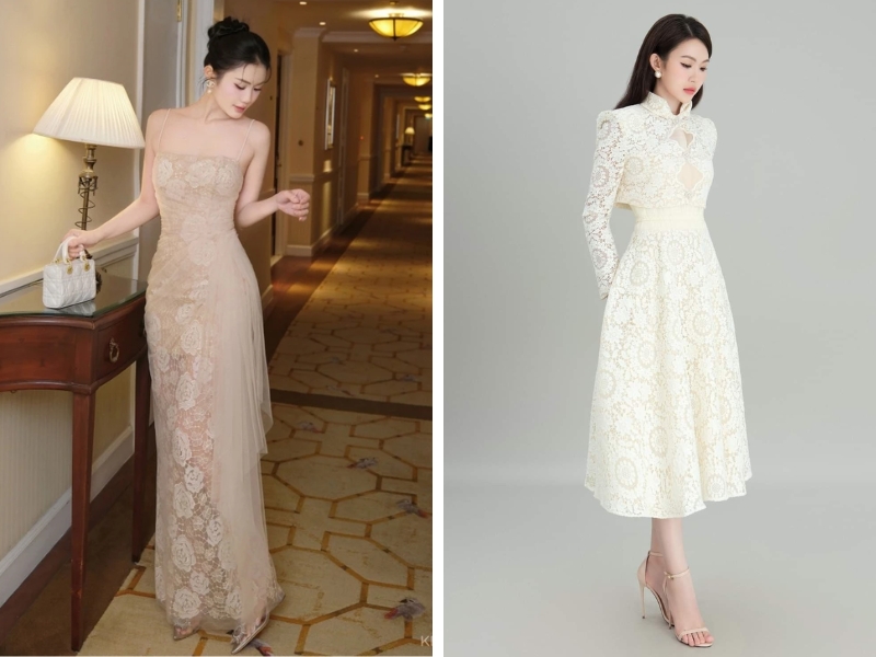  Phối đồ với đầm ren 