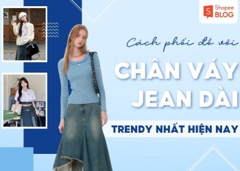 chân váy jean dài phối với áo gì