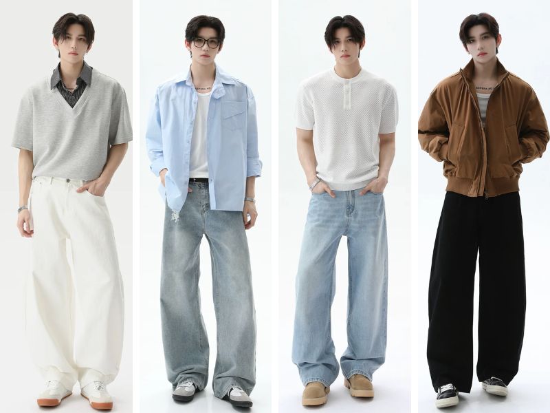 Các kiểu phối đồ với quần baggy nam