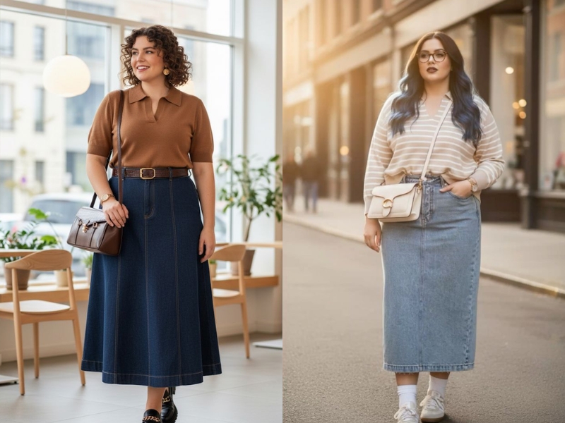 Váy bò jeans cho người béo