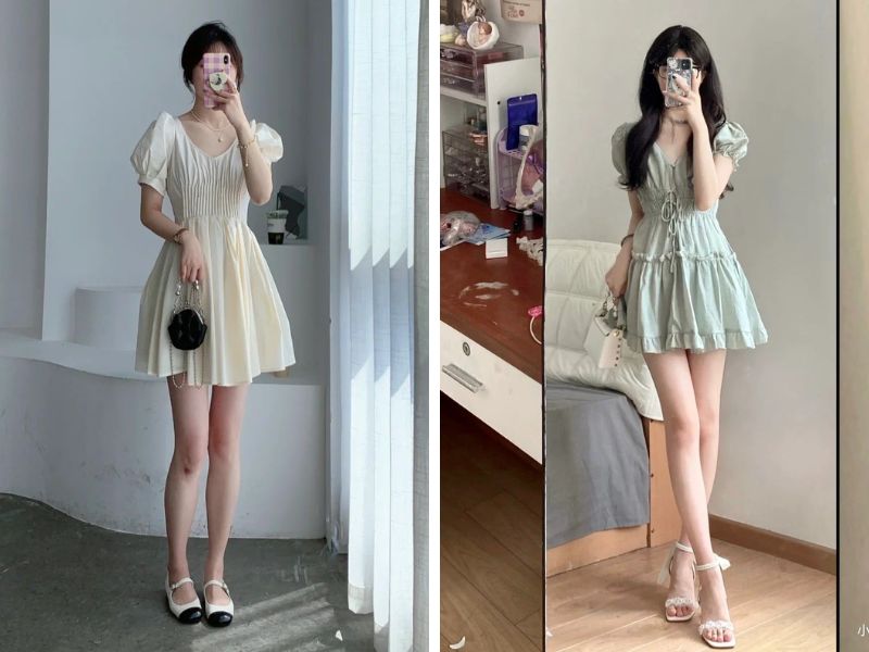 váy chữ a trên gối