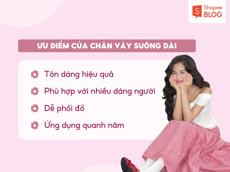 Ưu điểm của chân váy suông dài
