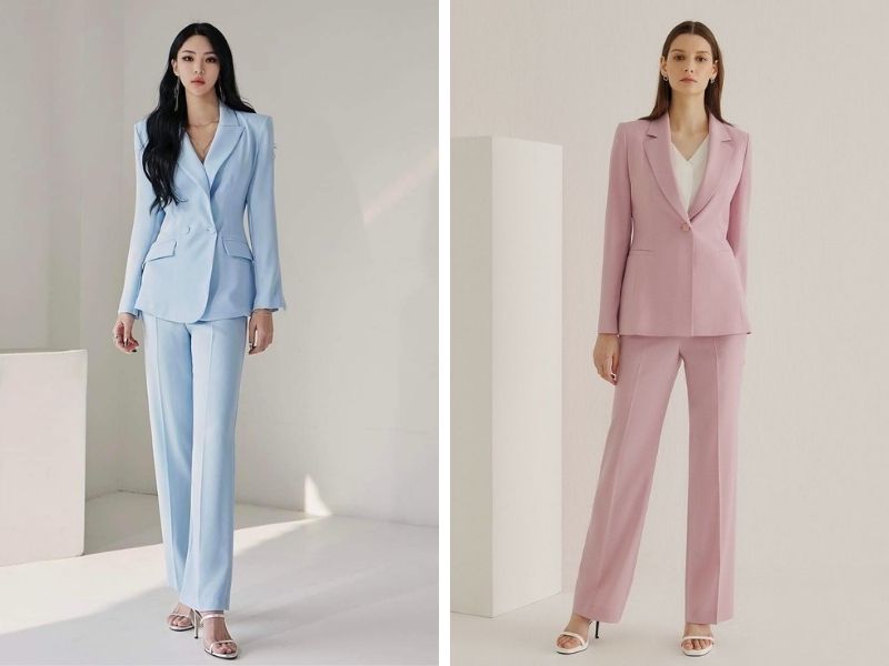 Cách phối vest nữ với giày cao gót