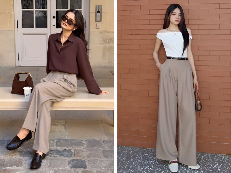 Phối đồ với quần tây và giày loafer