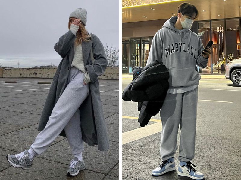 quần jogger và áo sweater mùa đông