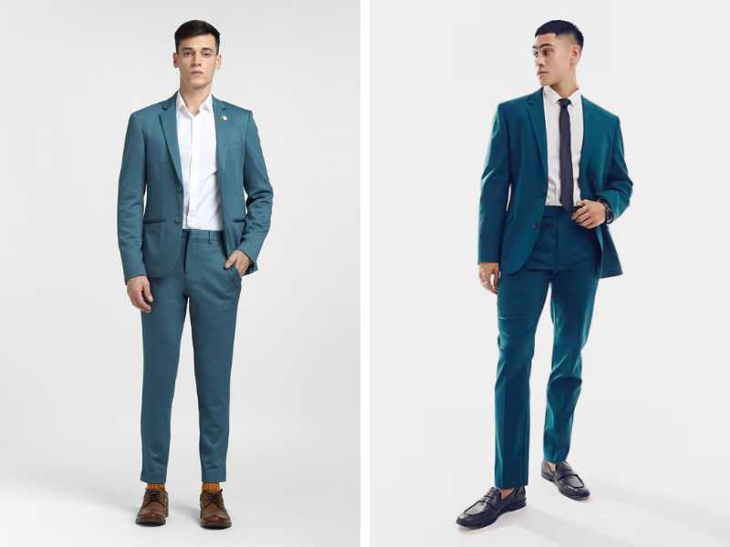 Phối đồ nam màu xanh cổ vịt ton sur ton