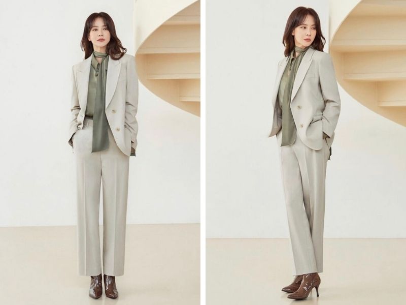 Cách phối vest nữ với giày Chelsea Boots