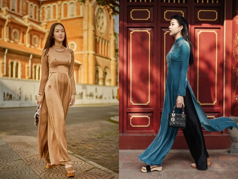 áo dài và guốc mộc