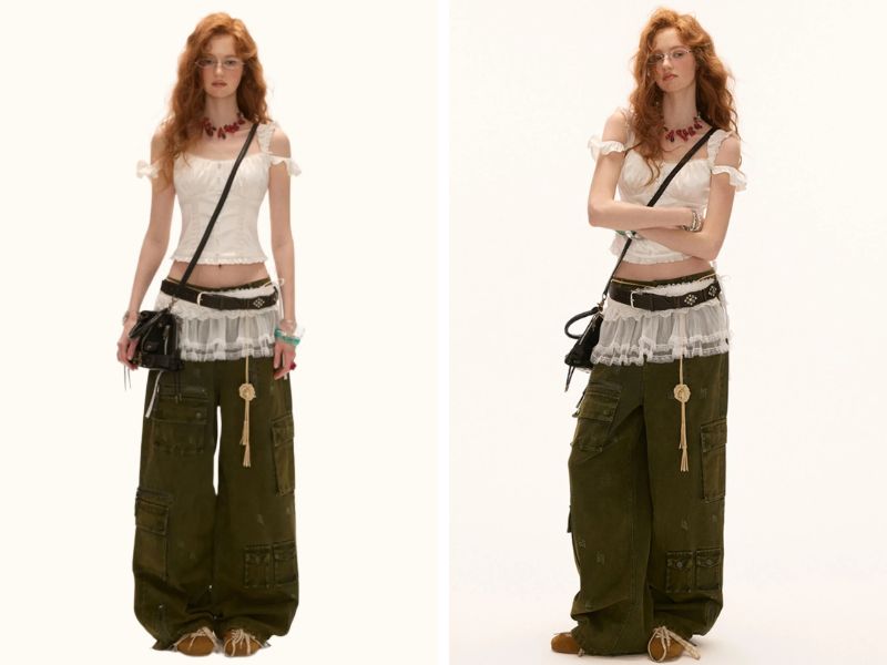  Quần baggy nữ mix cùng áo kiểu