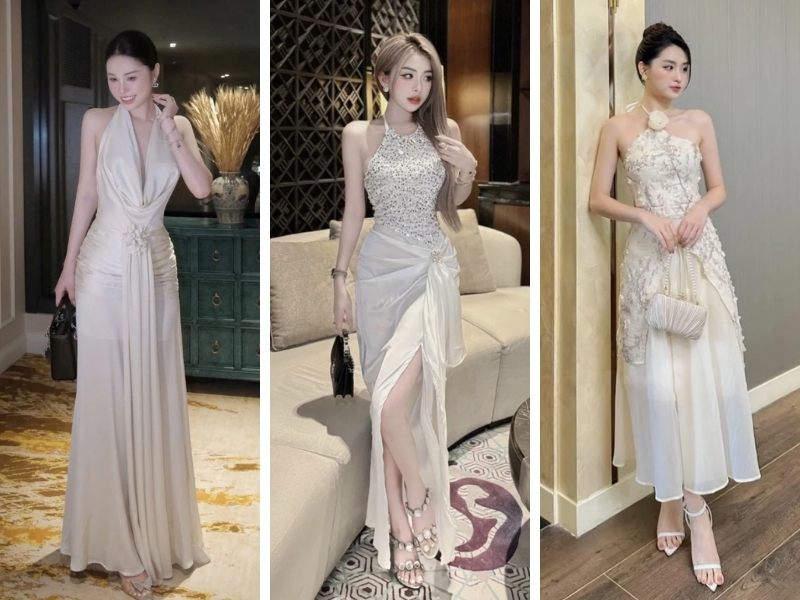 Phối đồ với đầm cổ yếm