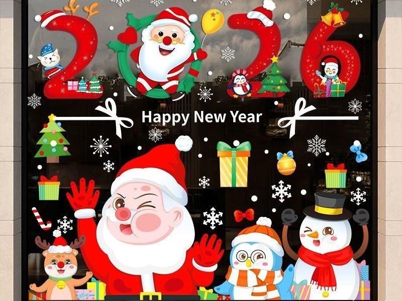 Trang trí cửa hàng Noel bằng giấy Decal