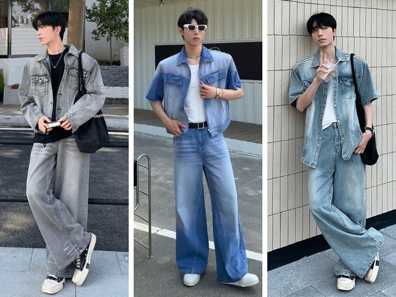 Phối đồ Tết cho nam với áo khoác jean