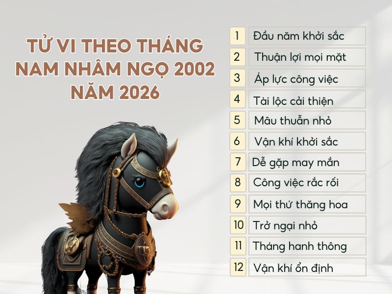 Tổng quan tử vi 12 tháng năm 2026 của nam Nhâm Ngọ 2002 