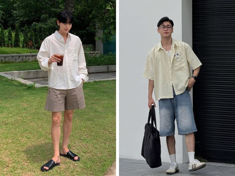 áo sơ mi và quần short nam