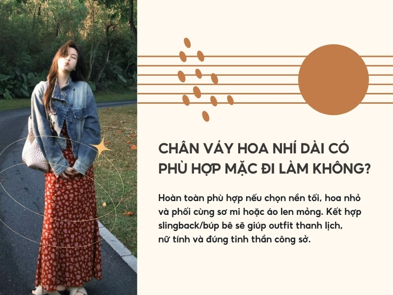 Chân váy hoa nhí dài có phù hợp mặc đi làm không? 