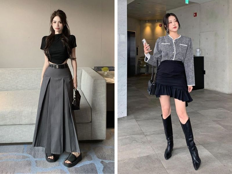 xám lông chuột phối đồ màu đen