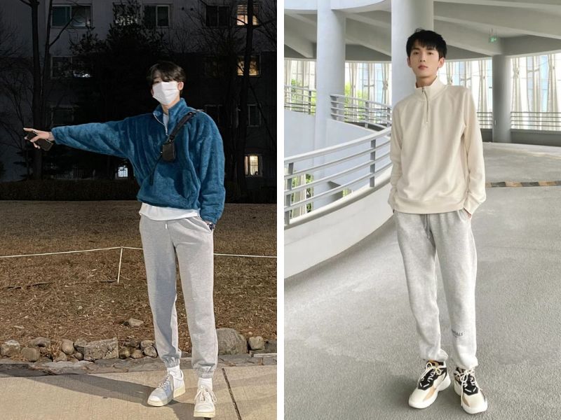 quần jogger trắng và áo