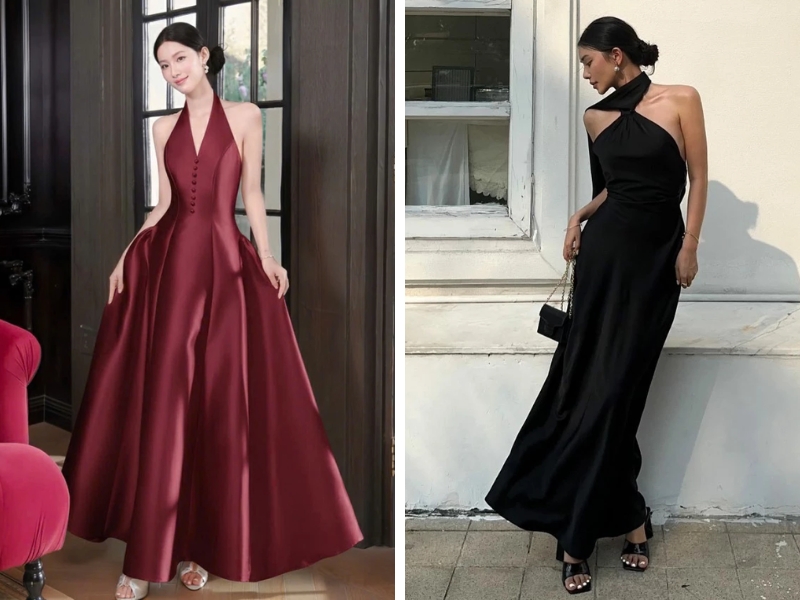 Đầm cổ yếm đi tiệc 