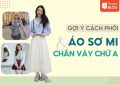 phối áo sơ mi với chân váy chữ a