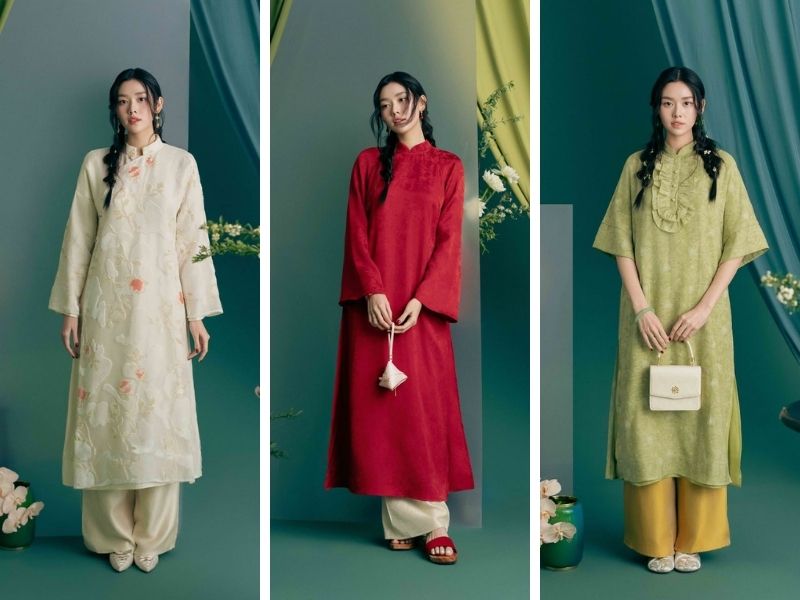  Phối đồ Tết cho nữ với áo dài truyền thống