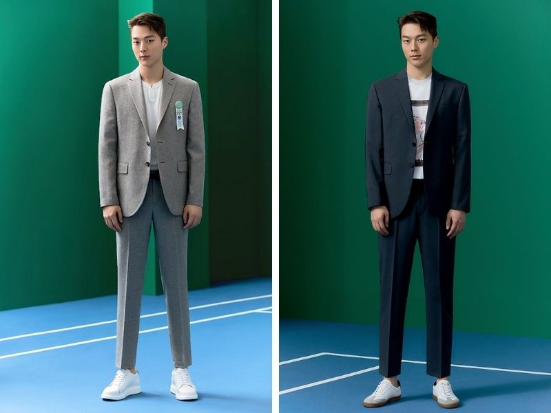 Cách phối vest nam với giày sneaker nam