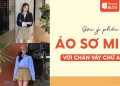 phối áo sơ mi với chân váy chữ a