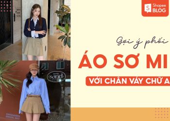 phối áo sơ mi với chân váy chữ a