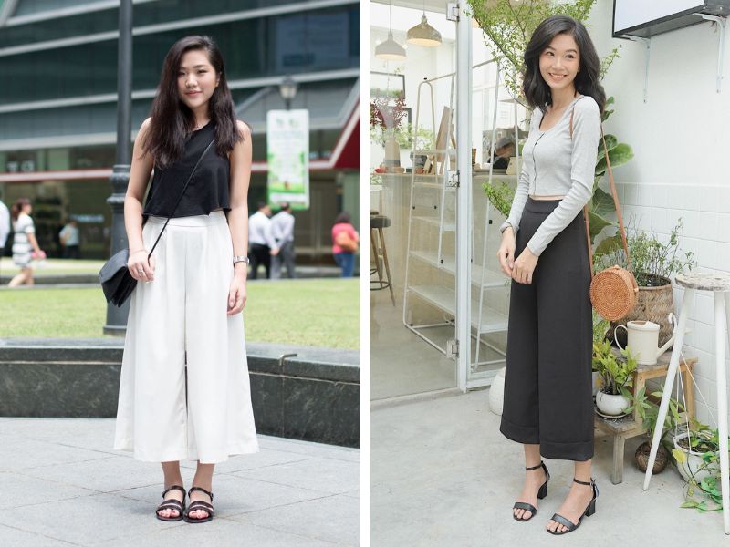 áo croptop và quần culottes