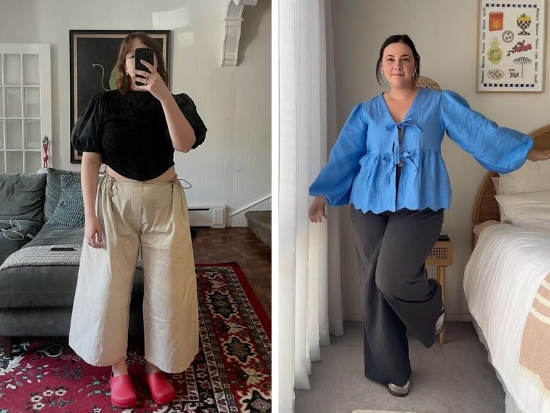 áo blouse và quần ống suông
