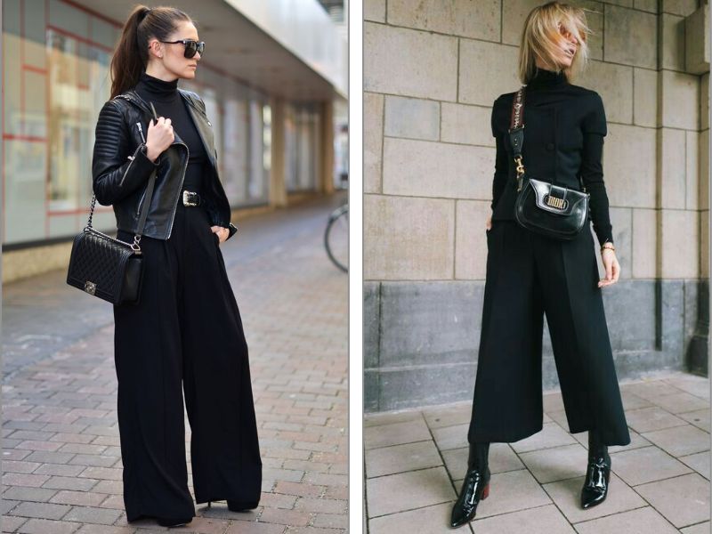 Outfit mùa lạnh với áo len cổ lọ và boots