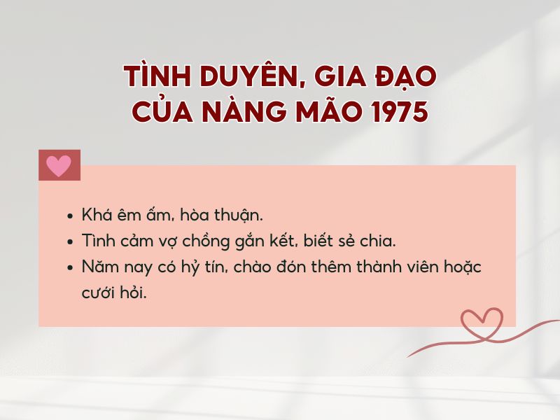 Tổng quan về gia đạo và tính duyên của tuổi Ất Mão nữ mạng 1975