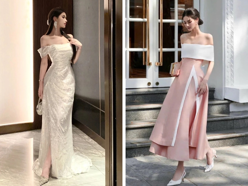 Phối đồ với váy xẻ tà đi tiêc