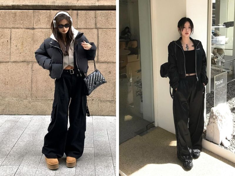 quần baggy với áo croptop