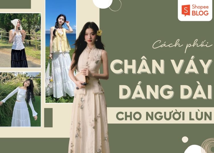 phối đồ với chân váy dài cho người lùn