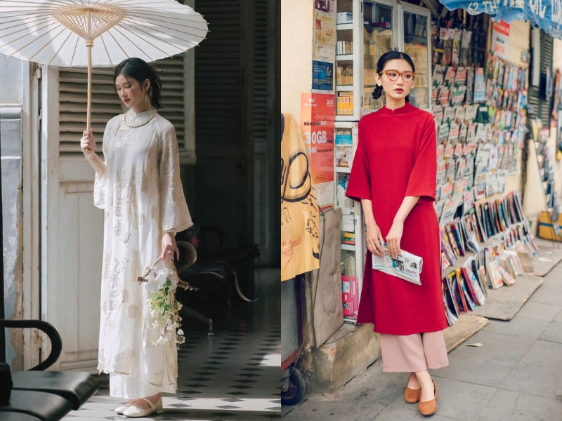 Sự kết hợp hoàn hảo giữa giày búp bê và áo dài