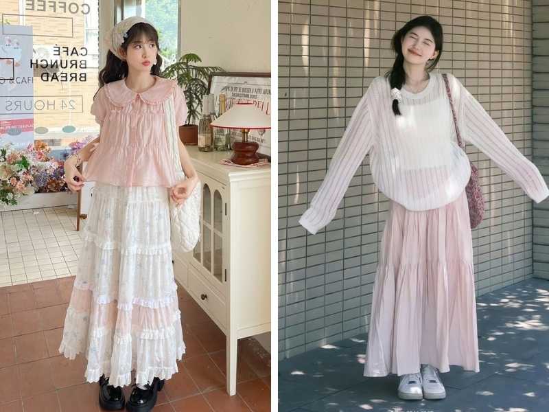 Cách phối màu quần áo nữ tone hồng và trắng
